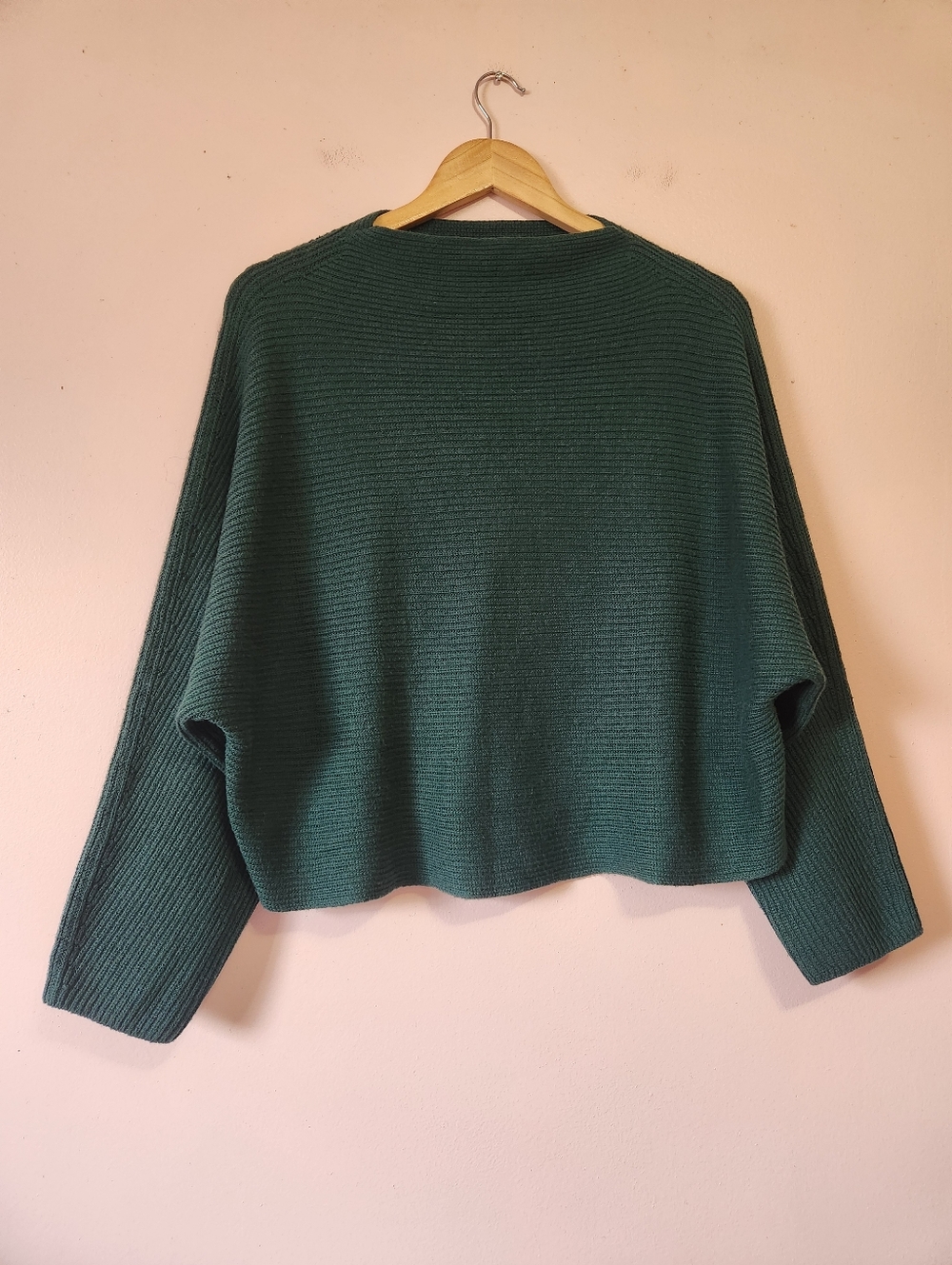 Leith Nordstrom Forest Green Ribbed Pullover Sweater Dolman Sleeve XL EUC